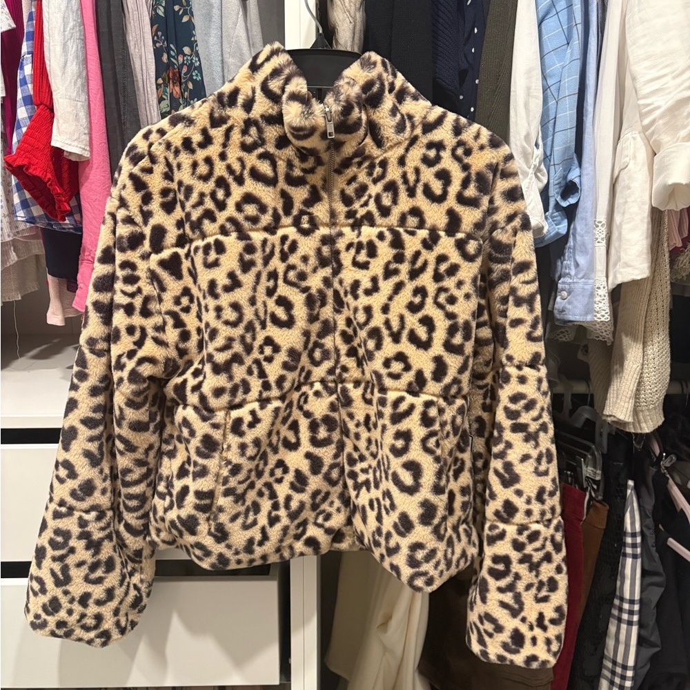 Almost Famous Animal Print Fleece Jacket